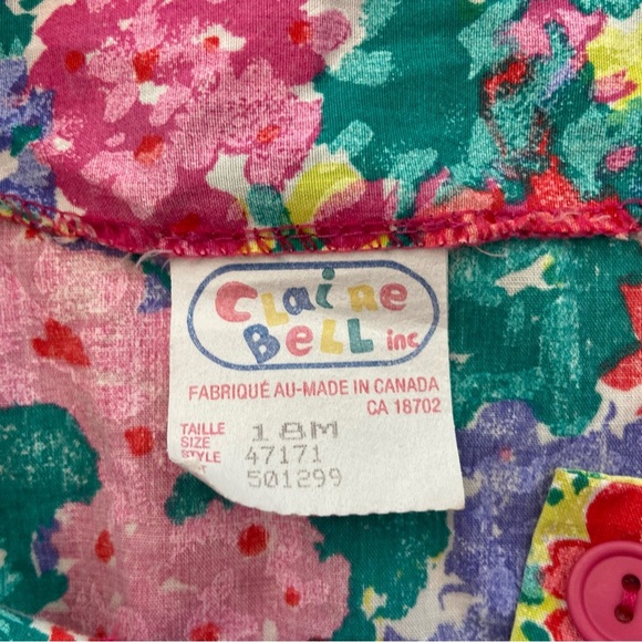 Vintage 80s 90s Claire Bell Inc. Button Down Puff Sleeve Top Size 18 Months - Picture 5 of 5